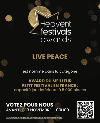 LIVE PEACE Nomé au HEAVENT AWARD LIVE PEACE Nomé au HEAVENT AWARD